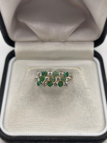 9ct gold emerald and cz ring
