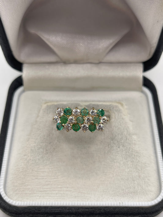9ct gold emerald and cz ring