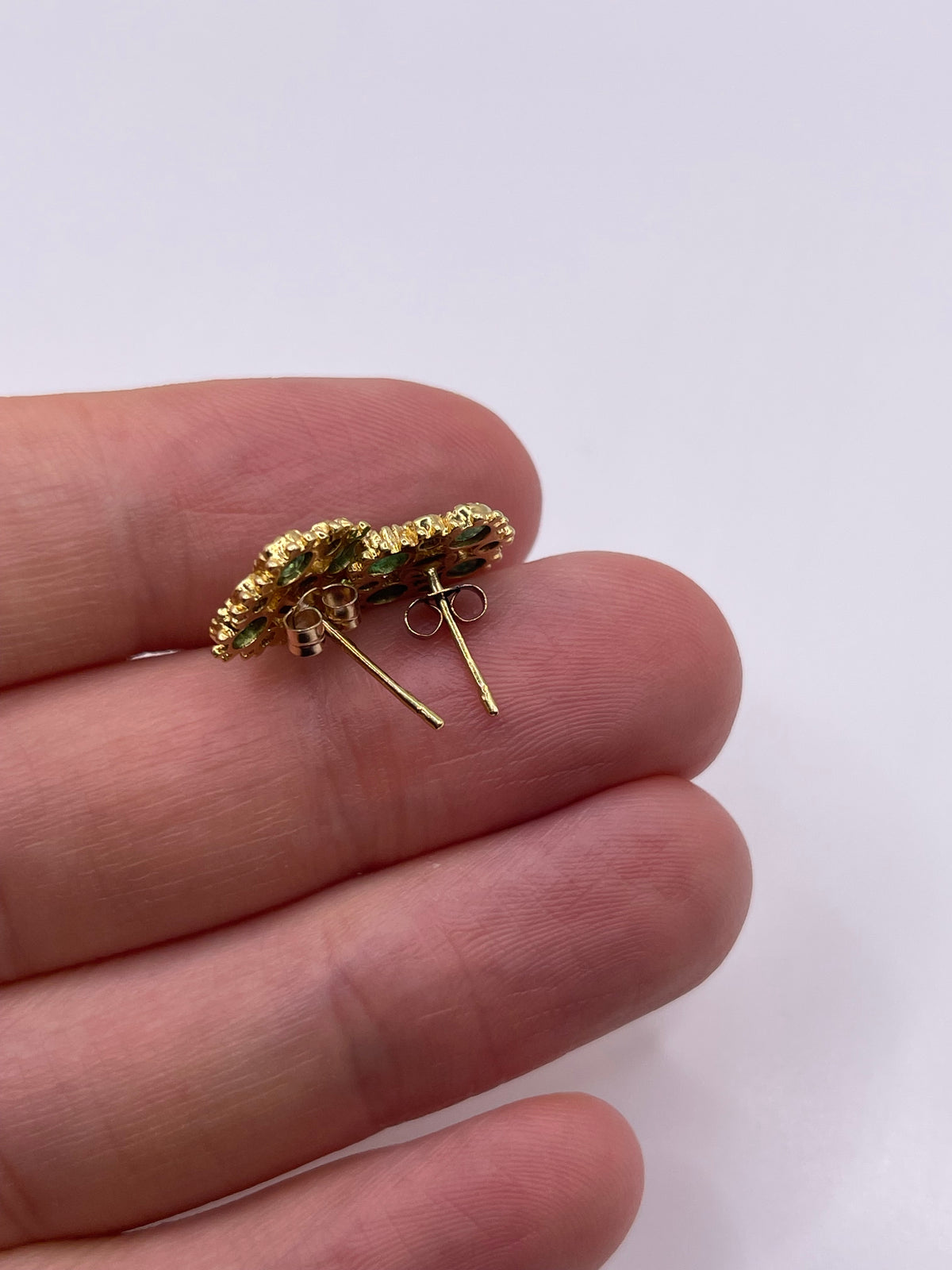 14ct gold emerald and diamond earrings