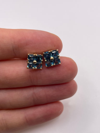 9ct gold blue topaz earrings