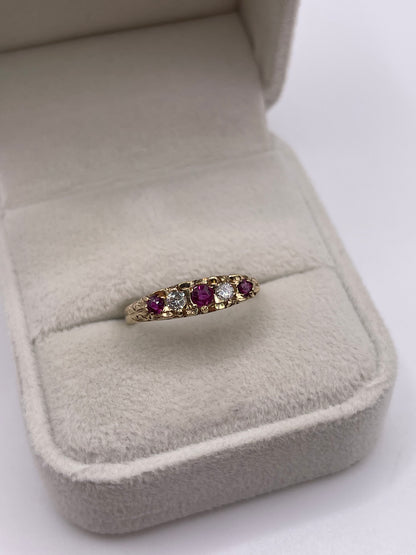 9ct gold ruby and diamond ring