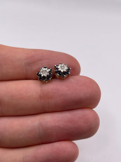 9ct gold sapphire and diamond earrings