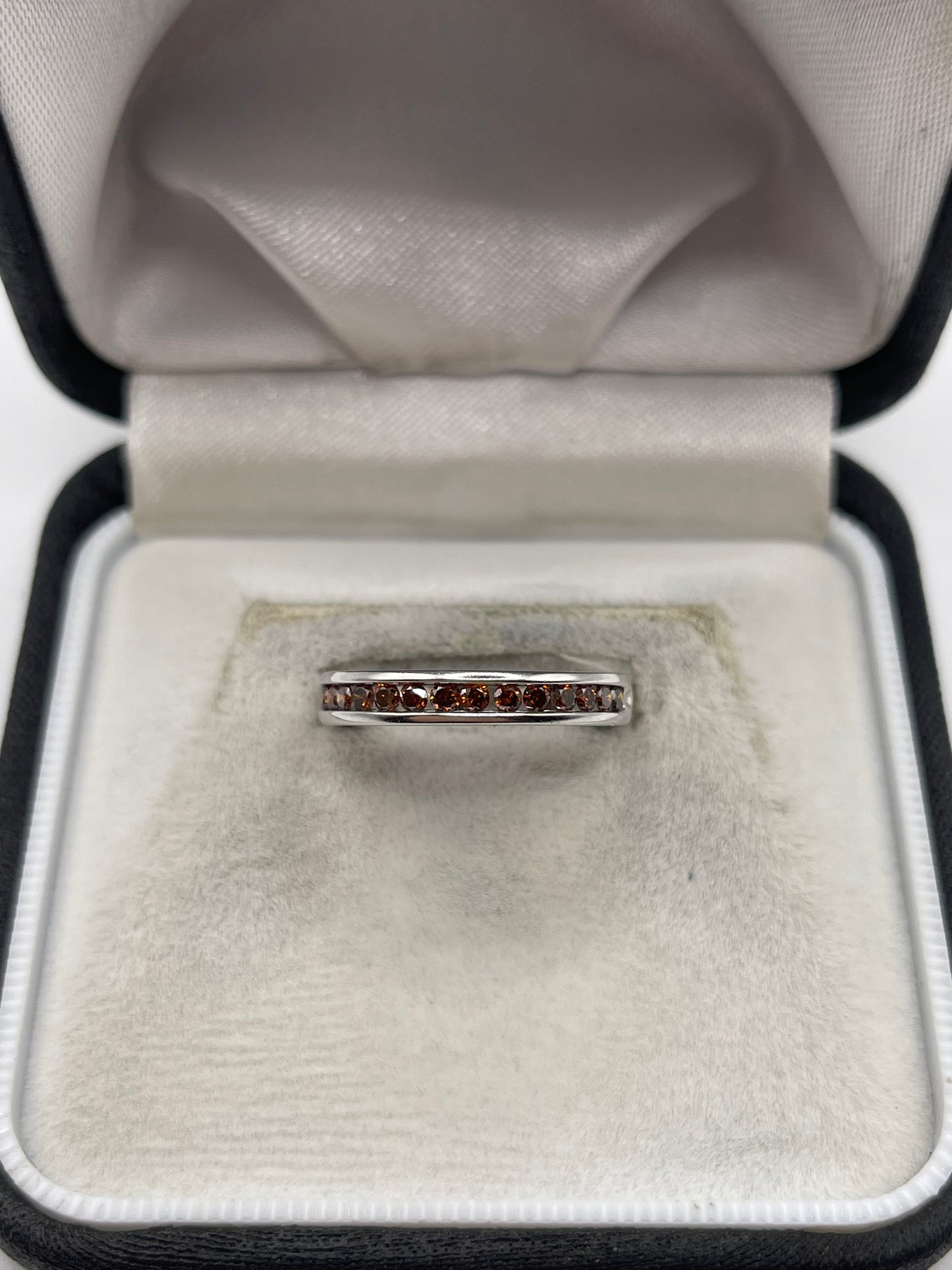 9ct white gold red diamond ring