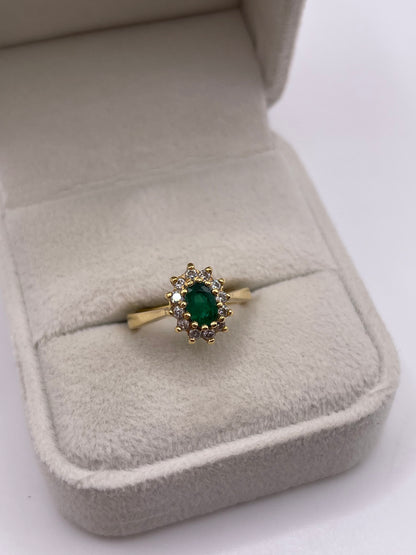 18ct gold emerald and diamond ring