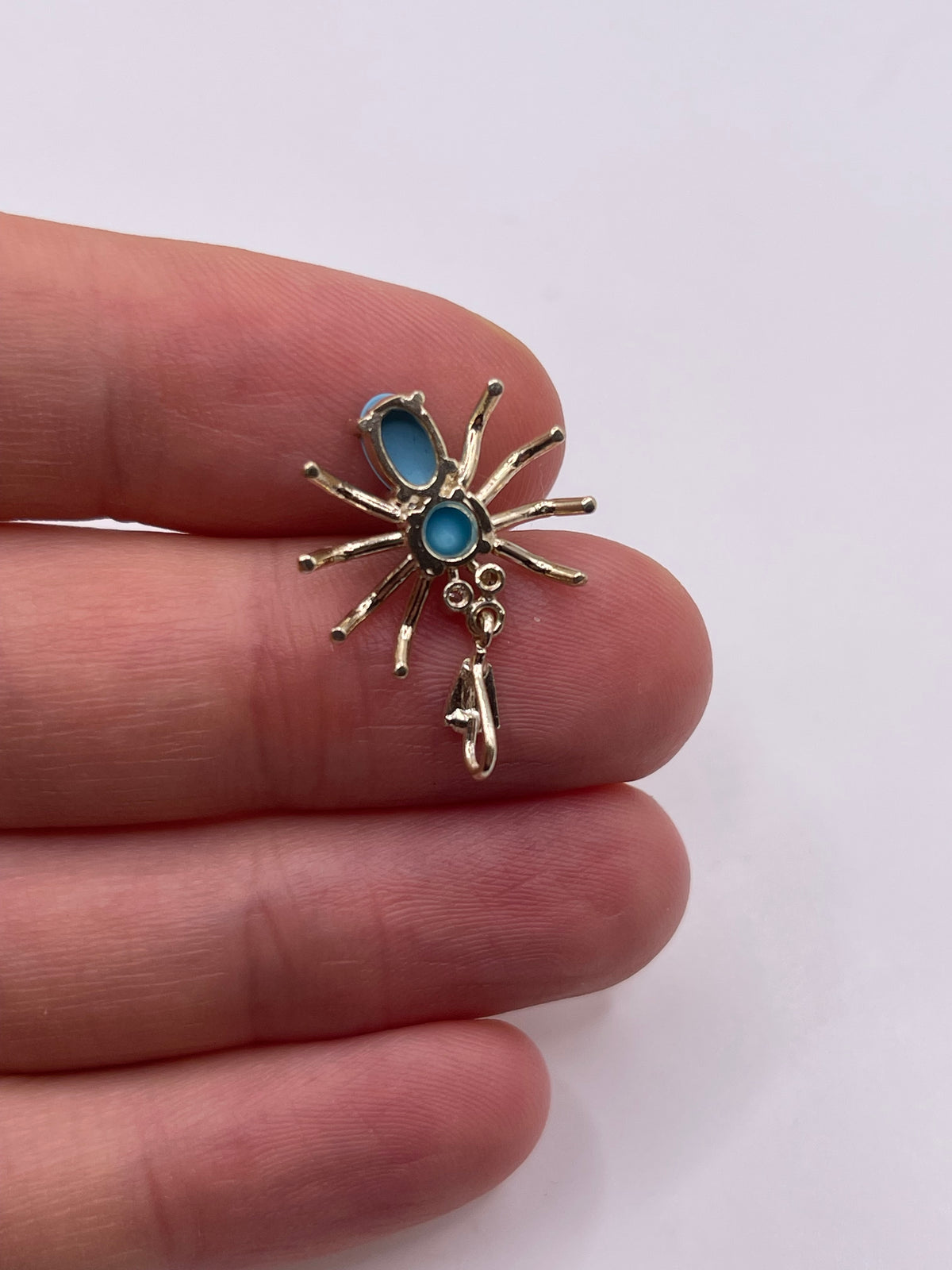 9ct gold turquoise and diamond spider pendant