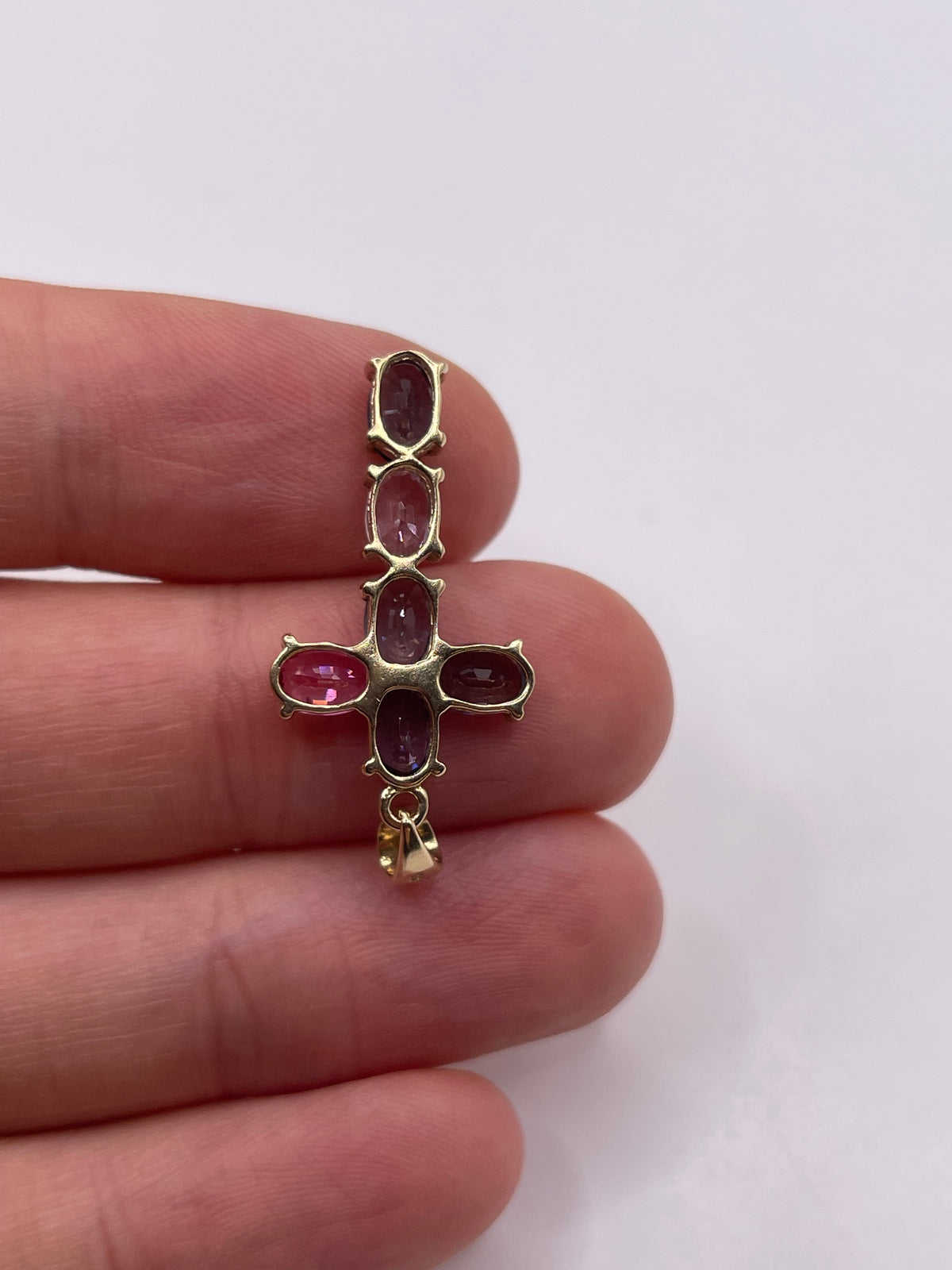 9ct gold multi gemstone cross pendant