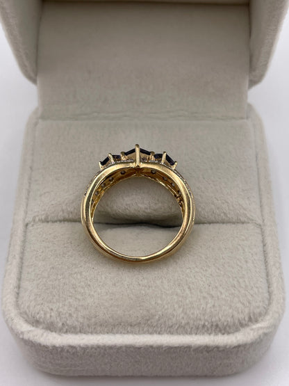 9ct gold iolite and diamond ring