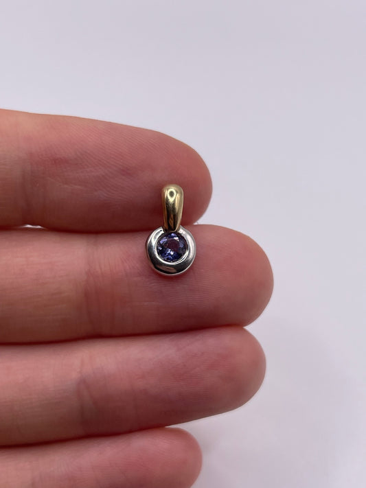 9ct two tone gold tanzanite pendant