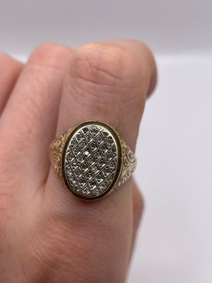 9ct gold diamond signet ring