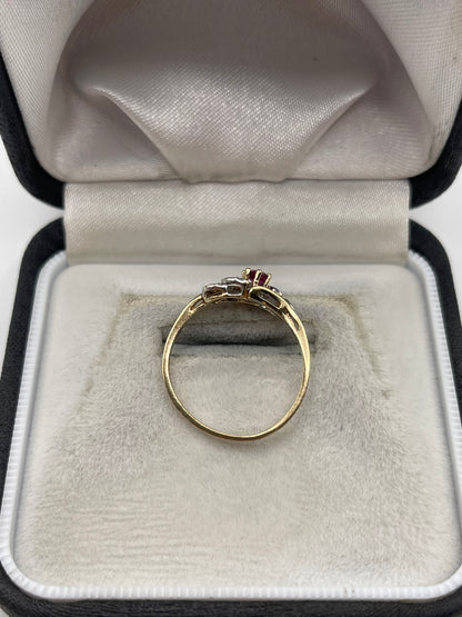 9ct gold ruby and diamond ring