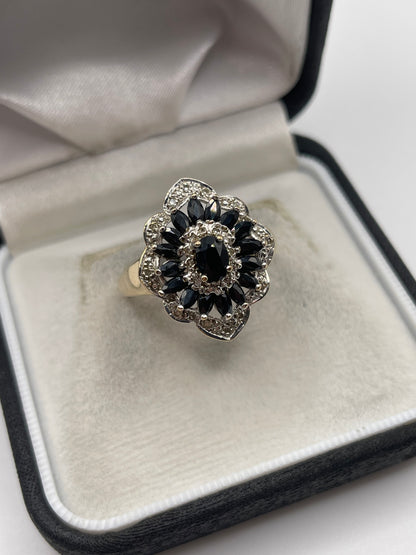 9ct gold sapphire and diamond ring