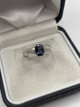 Load image into Gallery viewer, 9ct white gold blueberry quartz and diamond ring
