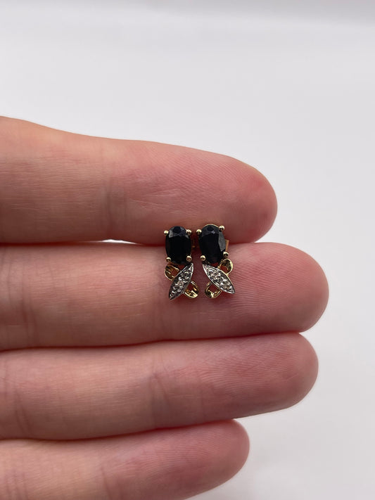 9ct gold sapphire and diamond earrings