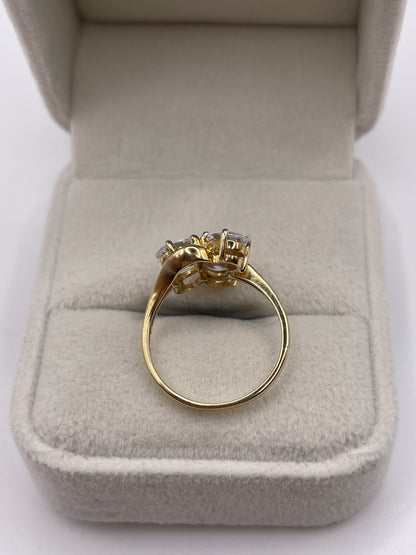 9ct gold zircon and ruby ring