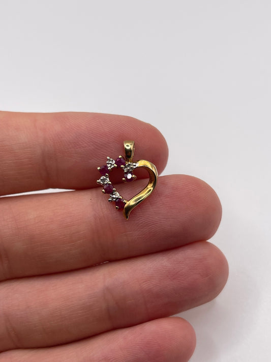 9ct gold ruby and diamond pendant