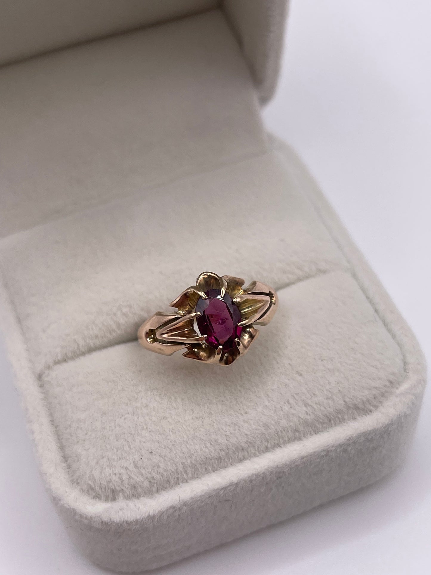9ct rose gold garnet gypsy ring