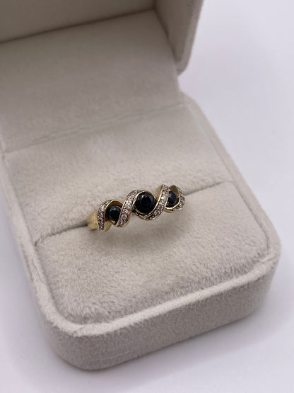 9ct gold sapphire and diamond ring