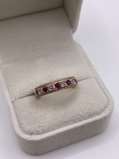 9ct gold ruby and diamond eternity ring