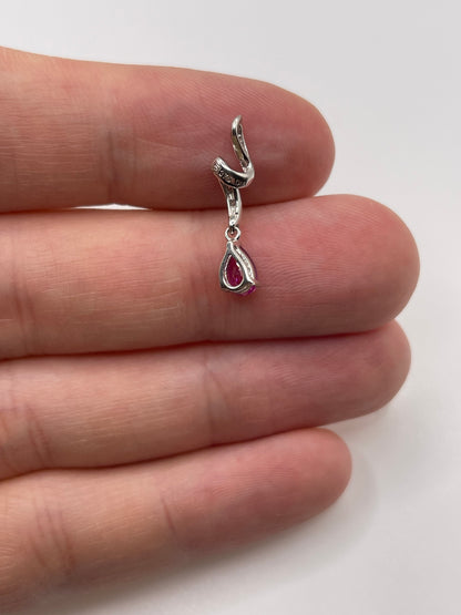 9ct white gold pink topaz and diamond pendant