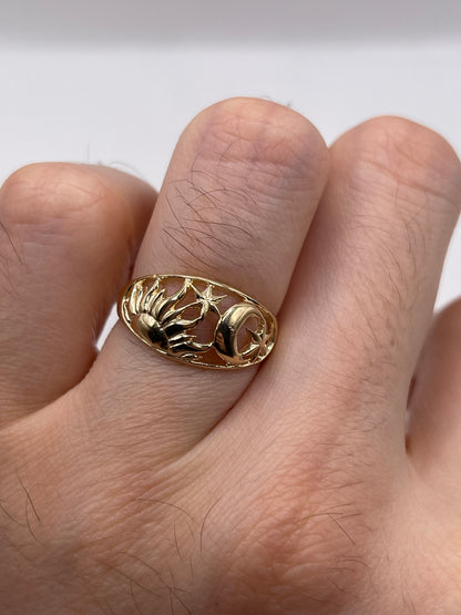 9ct gold sun, star and moon ring