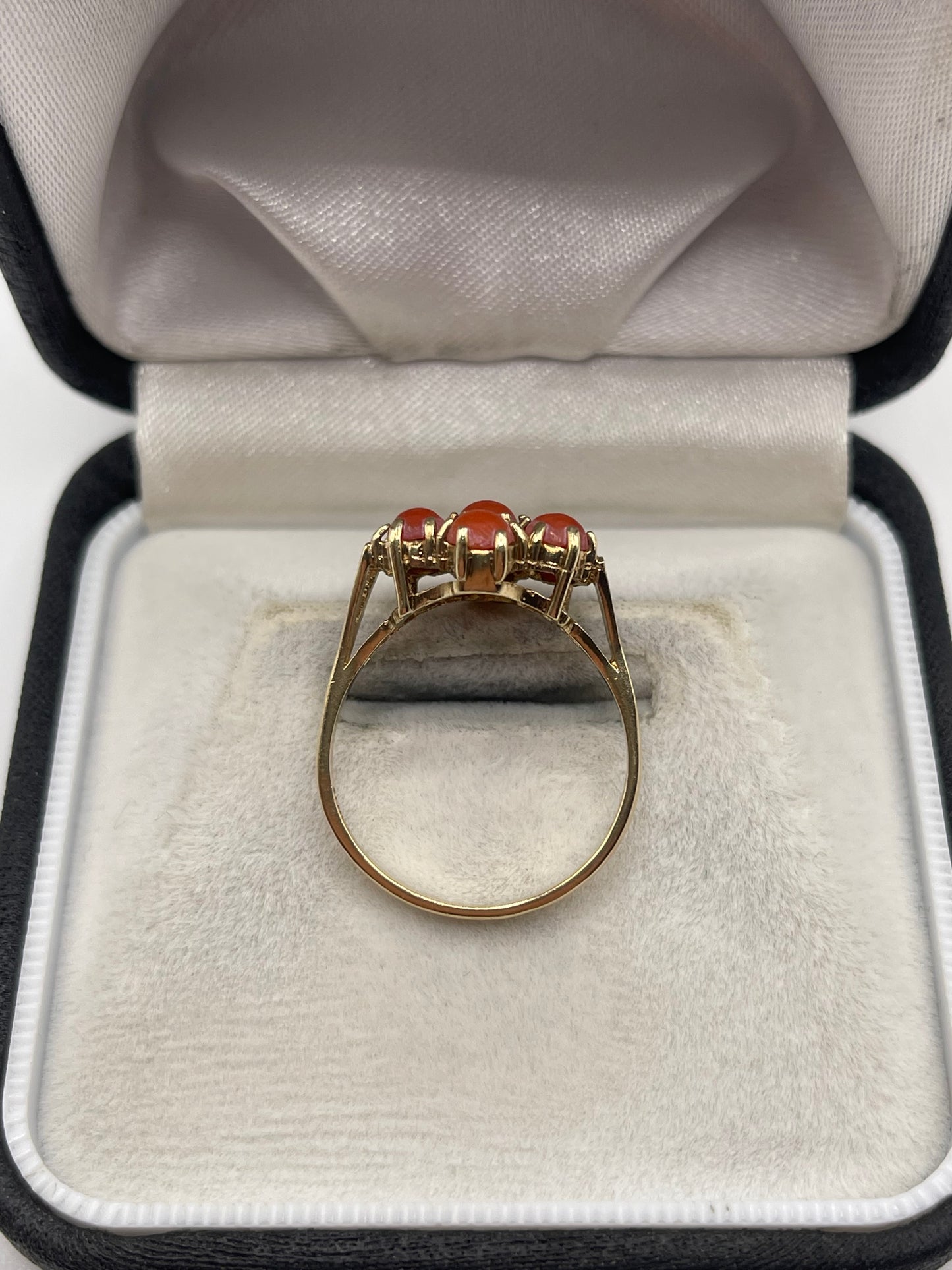 9ct gold coral cluster ring