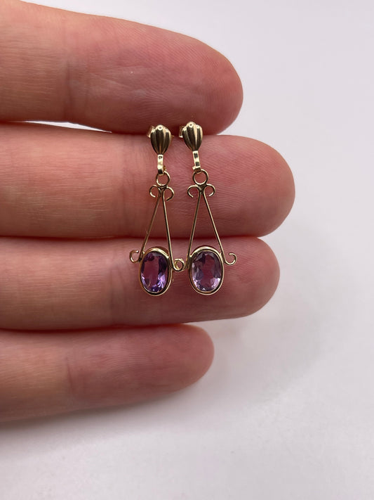 9ct gold amethyst earrings