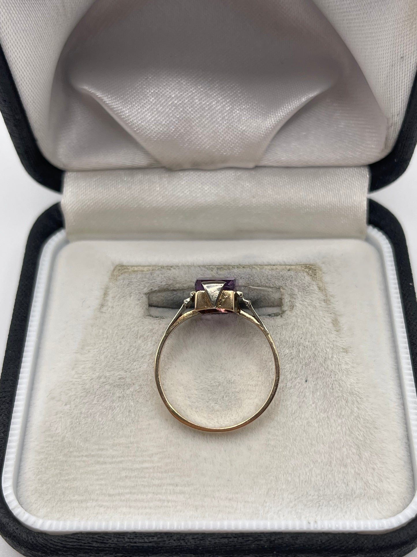 9ct two tone amethyst ring