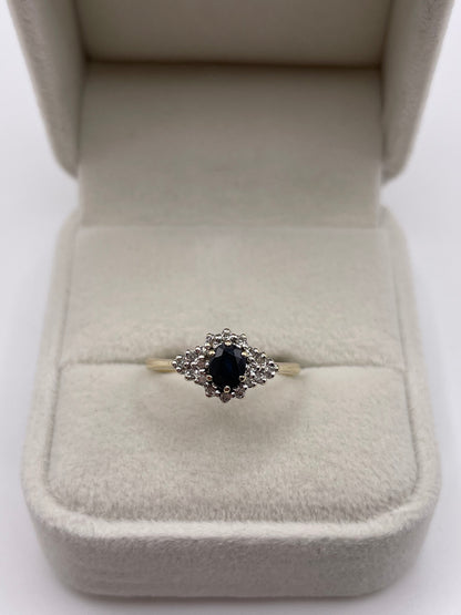 9ct gold sapphire and diamond ring