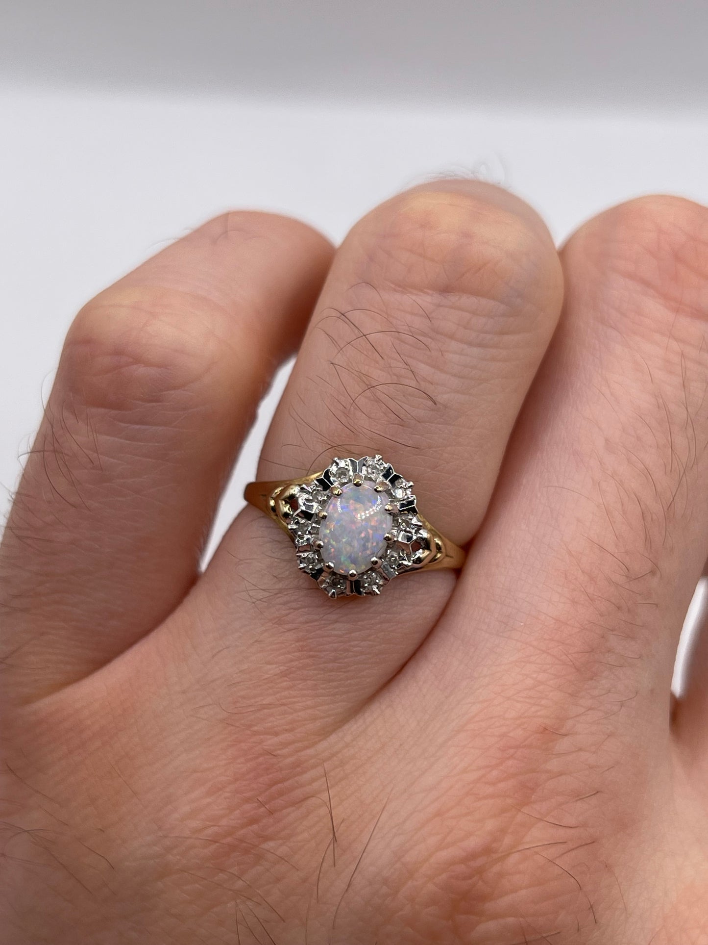 9ct gold opal and diamond ring