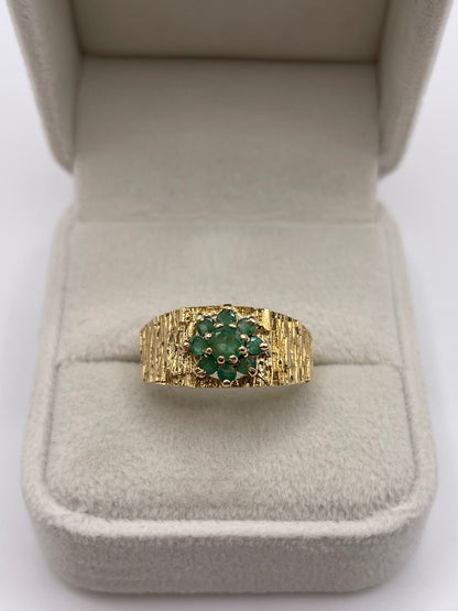 9ct gold emerald cluster ring