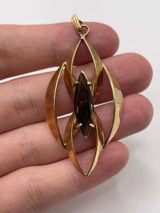 9ct gold Smokey quartz pendant
