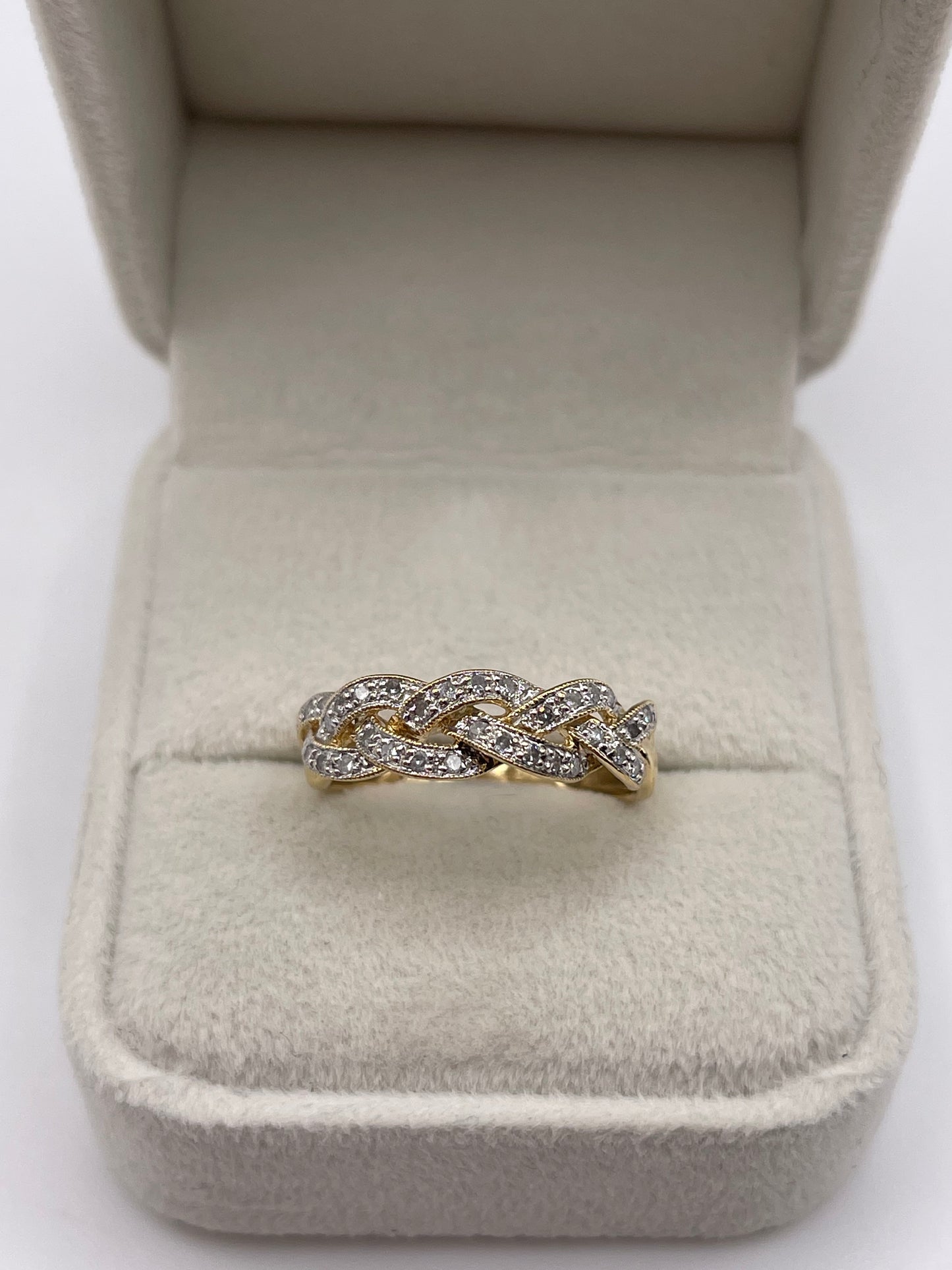 9ct gold diamond knot ring