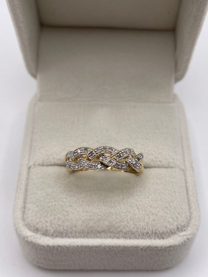 9ct gold diamond knot ring