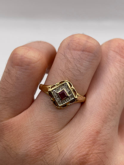 14ct gold ruby and diamond ring
