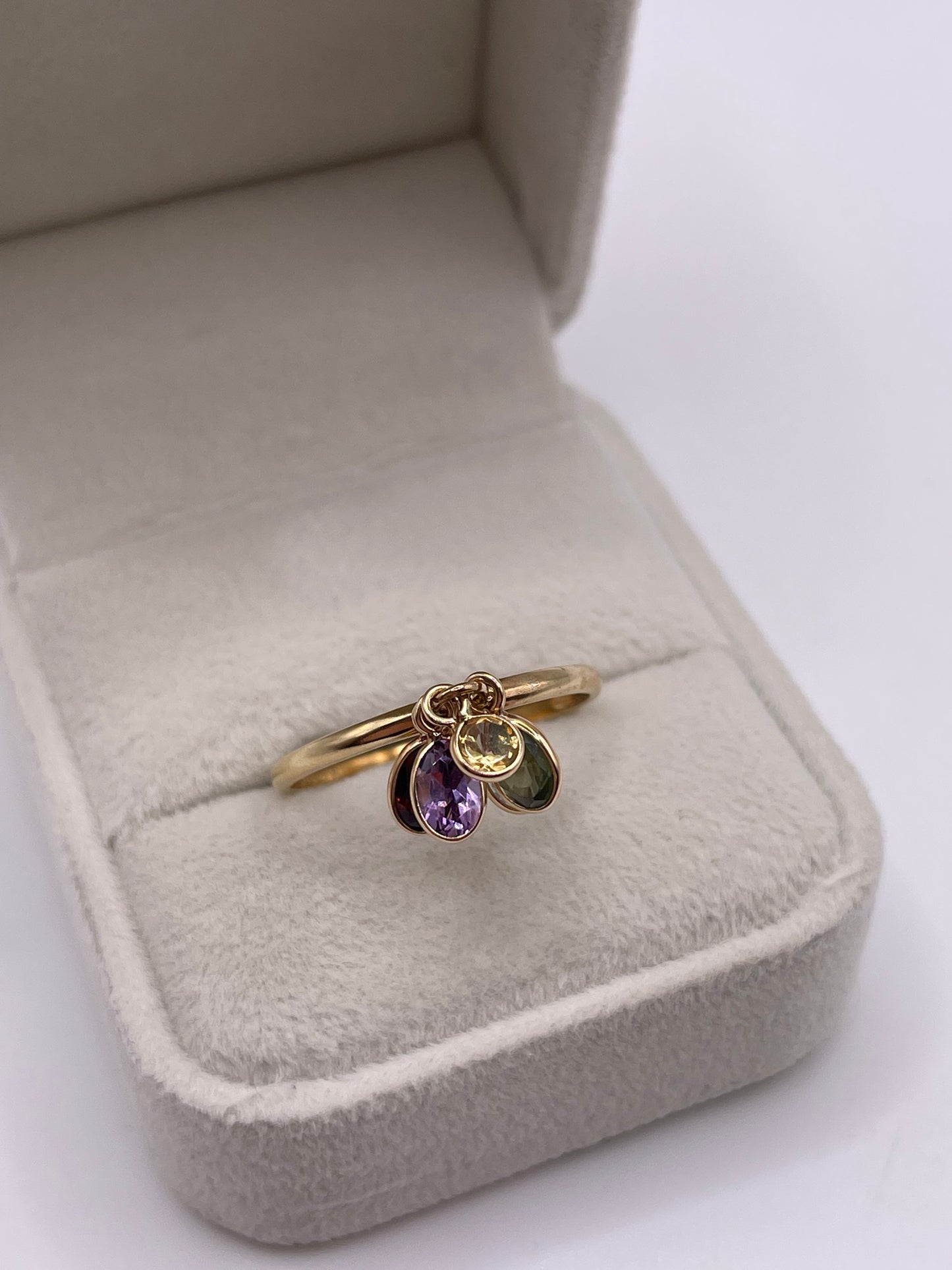 9ct gold multi gemstone charm ring