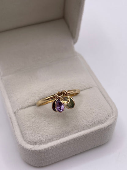 9ct gold multi gemstone charm ring