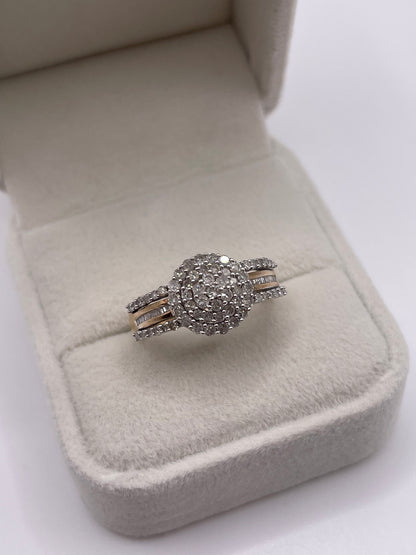 9ct gold diamond cluster ring