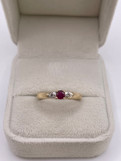 9ct gold ruby and diamond ring