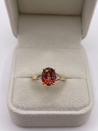 9ct gold topaz and diamond ring