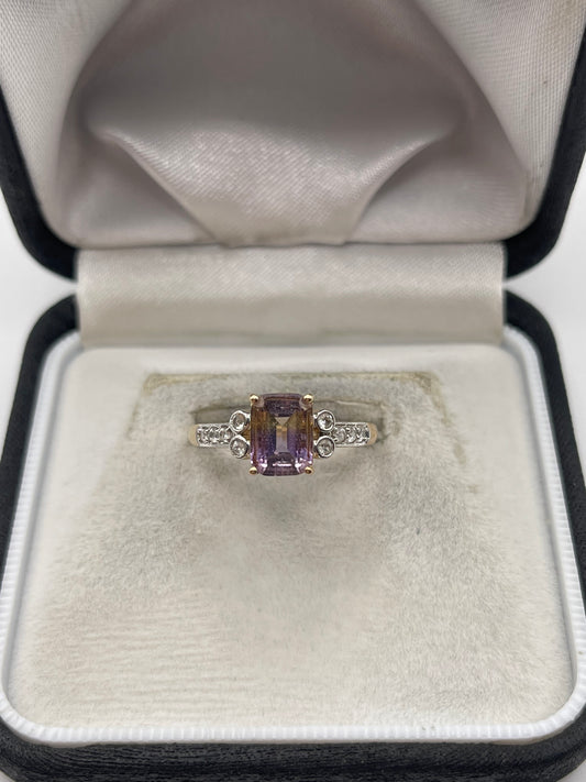 9ct gold ametrine and zircon ring
