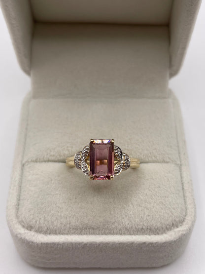 9ct gold tourmaline and diamond ring