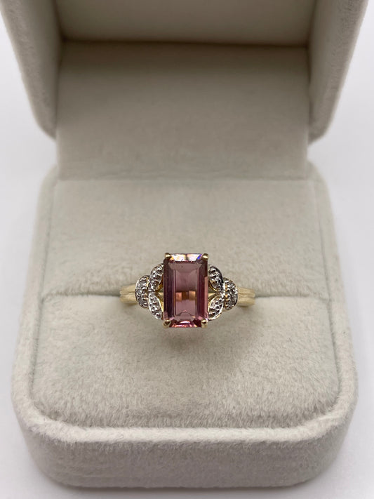 9ct gold tourmaline and diamond ring