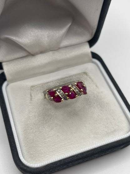 9ct gold ruby and diamond ring