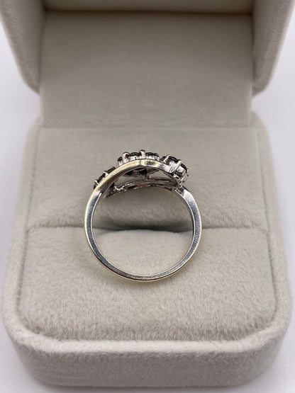 9ct white gold black diamond cluster ring