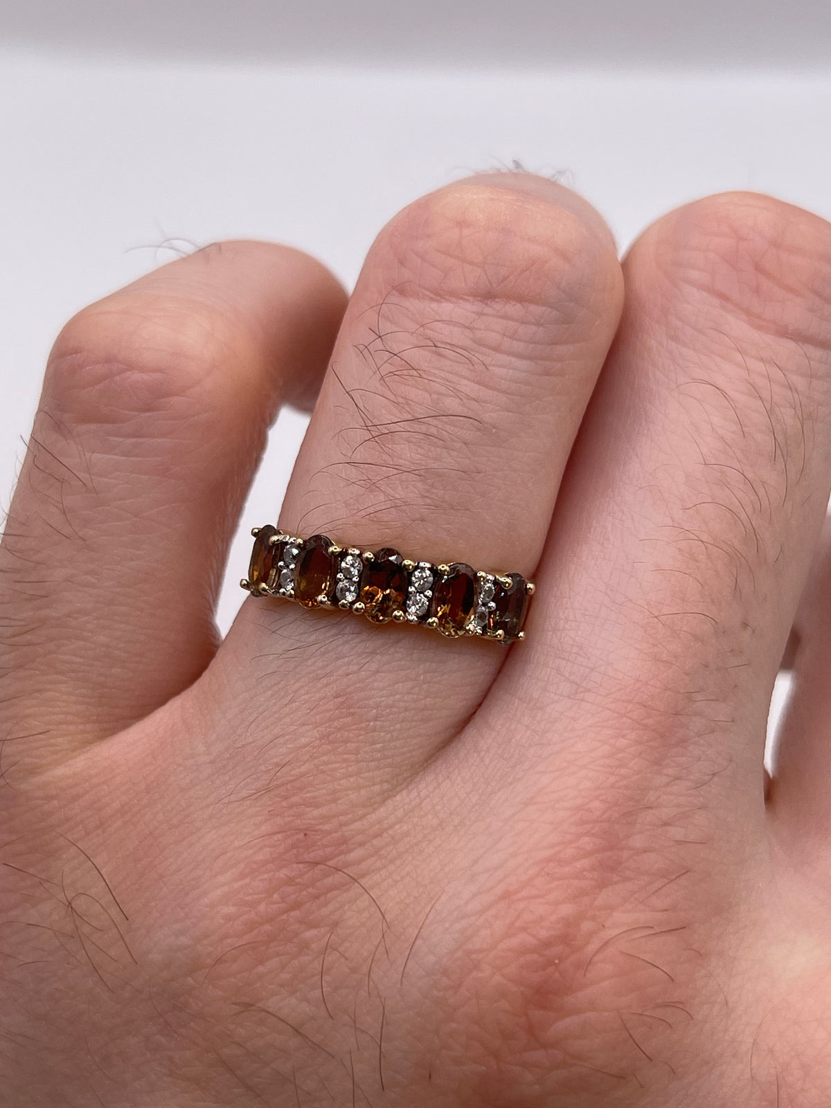 9ct gold andesine and zircon ring