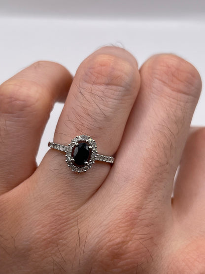 9ct white gold sapphire and diamond ring