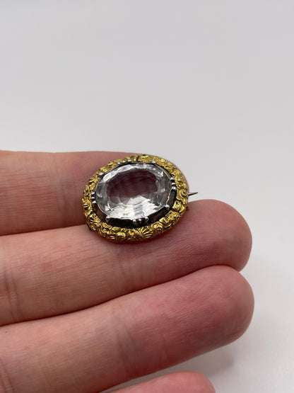 Antique 15ct gold rock Crystal Brooch