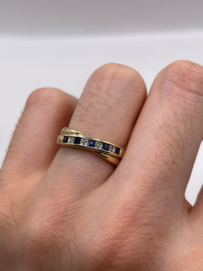 9ct gold sapphire and diamond ring