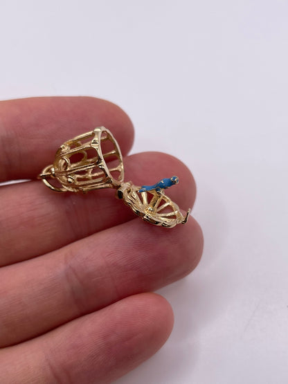 9ct gold parrot in cage charm