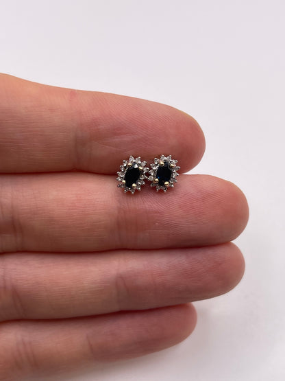 9ct gold sapphire and diamond earrings